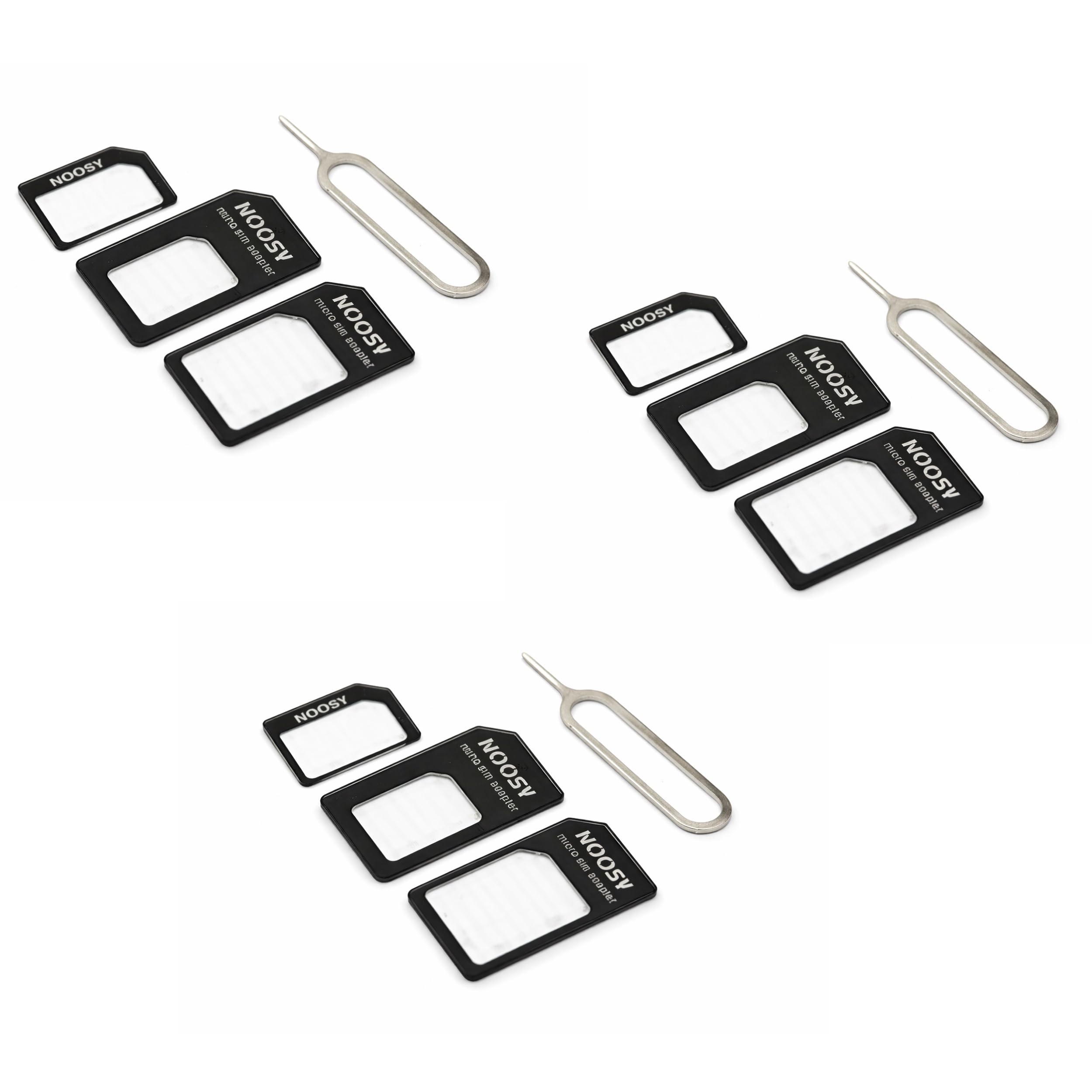 PARENCE. Set di 3 set di adattatori per SIM – 4 pezzi per kit – Nano SIM, Micro SIM e adattatore estrattore – Compatibile con tutti i telefoni