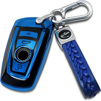 Creativity For BMW X5 Key cover and Key chain accessories Blue set