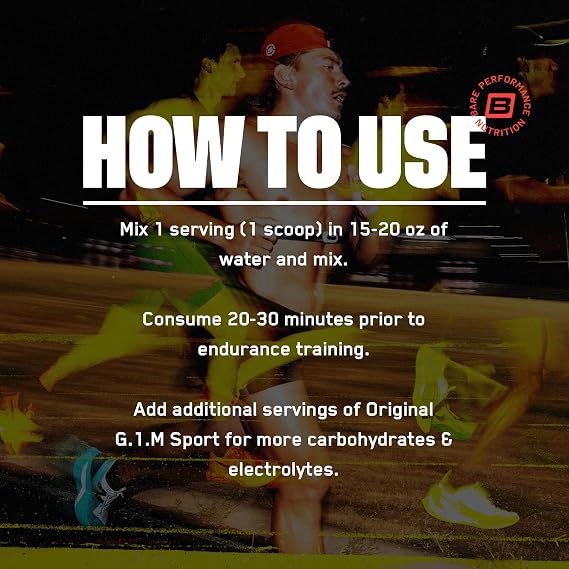BARE PERFORMANCE NUTRITION G.1.M Sport+ Endurance Pre-Workout Lemon Lime | 25 Servings | 20g Carbs, 350mg Sodium, 150mg Caffeine | Electrolytes, Nootropics & Cluster Dextrin for Energy & Focus