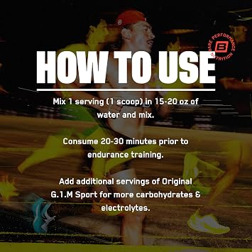 BARE PERFORMANCE NUTRITION G.1.M Sport+ Endurance Pre-Workout Lemon Lime | 25 Servings | 20g Carbs, 350mg Sodium, 150mg Caffeine | Electrolytes, Nootropics & Cluster Dextrin for Energy & Focus
