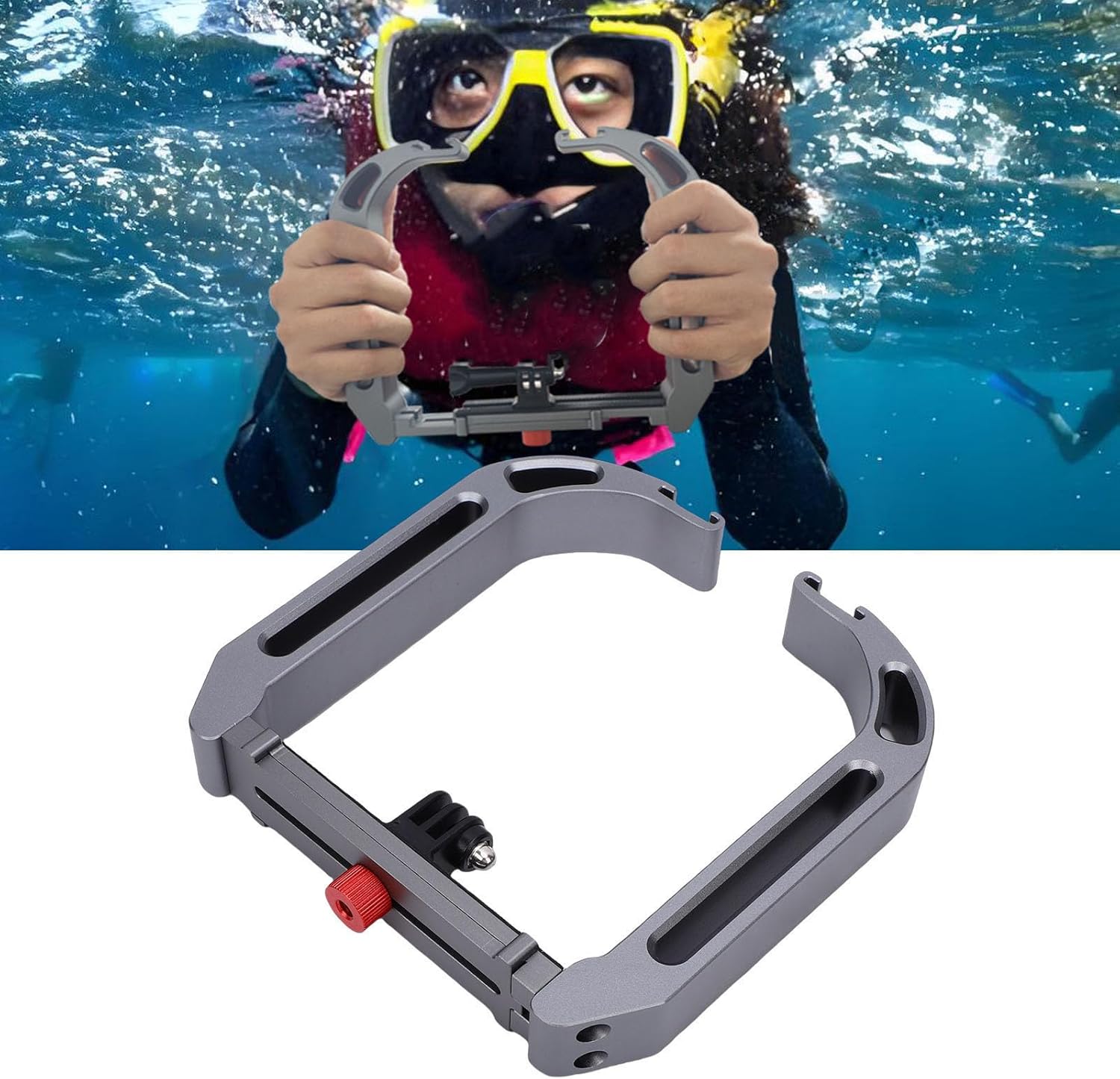 Underwater Diving Rig, Aluminum Alloy Underwater Diving Camera Stabilizer Rig Expandable Accessory Mounts for LED Light Video Recording