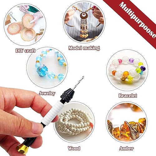 Miniatura 6 de Taladro de mano con tornillo de banco de 4.05 pulgadas con 20 piezas de 0.020-0.098 in de taladro manual de 0.5 a 0.098 in (dorado)