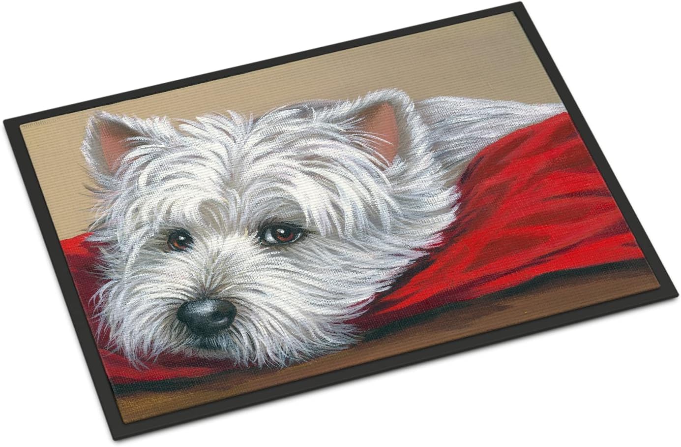 Caroline's Treasures PPP3284JMAT Westie Red Pillow Doormat 24x36 Front Door Mat Indoor Outdoor Rugs for Entryway, Non Slip Washable Low Pile, 24H X 36W