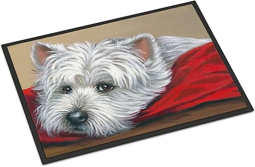 Caroline's Treasures PPP3284JMAT Westie - Tapete de 24 x 36 pulgadas, para puerta delantera, para interiores y exteriores, antideslizante, lavable,