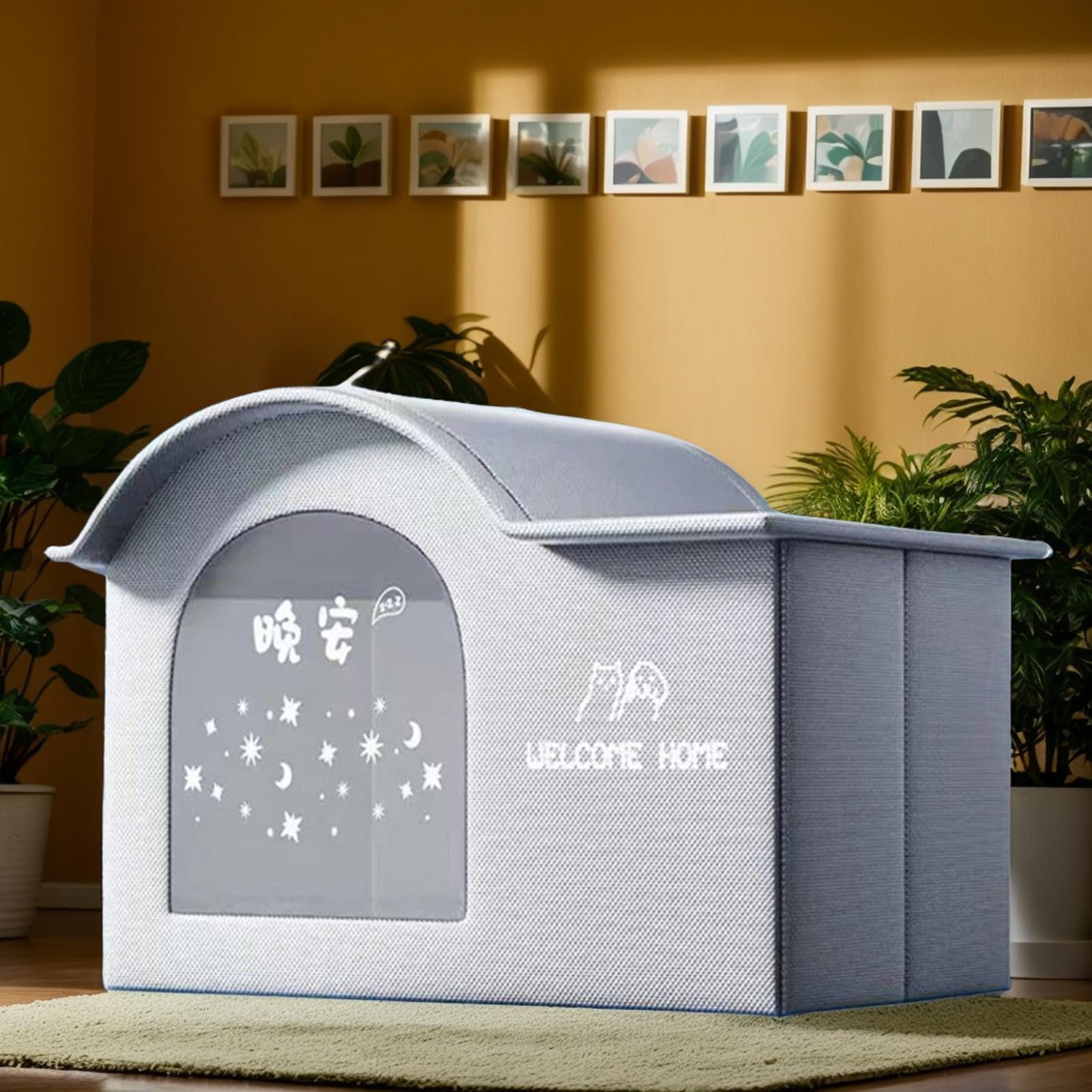 Kühlhaus für Haustiere, Kühlhütte, 1 Packung Kühlhütte zur Entspannung von Tieren, atmungsaktives Netz mit Thermobarriere, Katzen-Hardware, belüftete Höhle für Terrassen, Rasen und Veranden