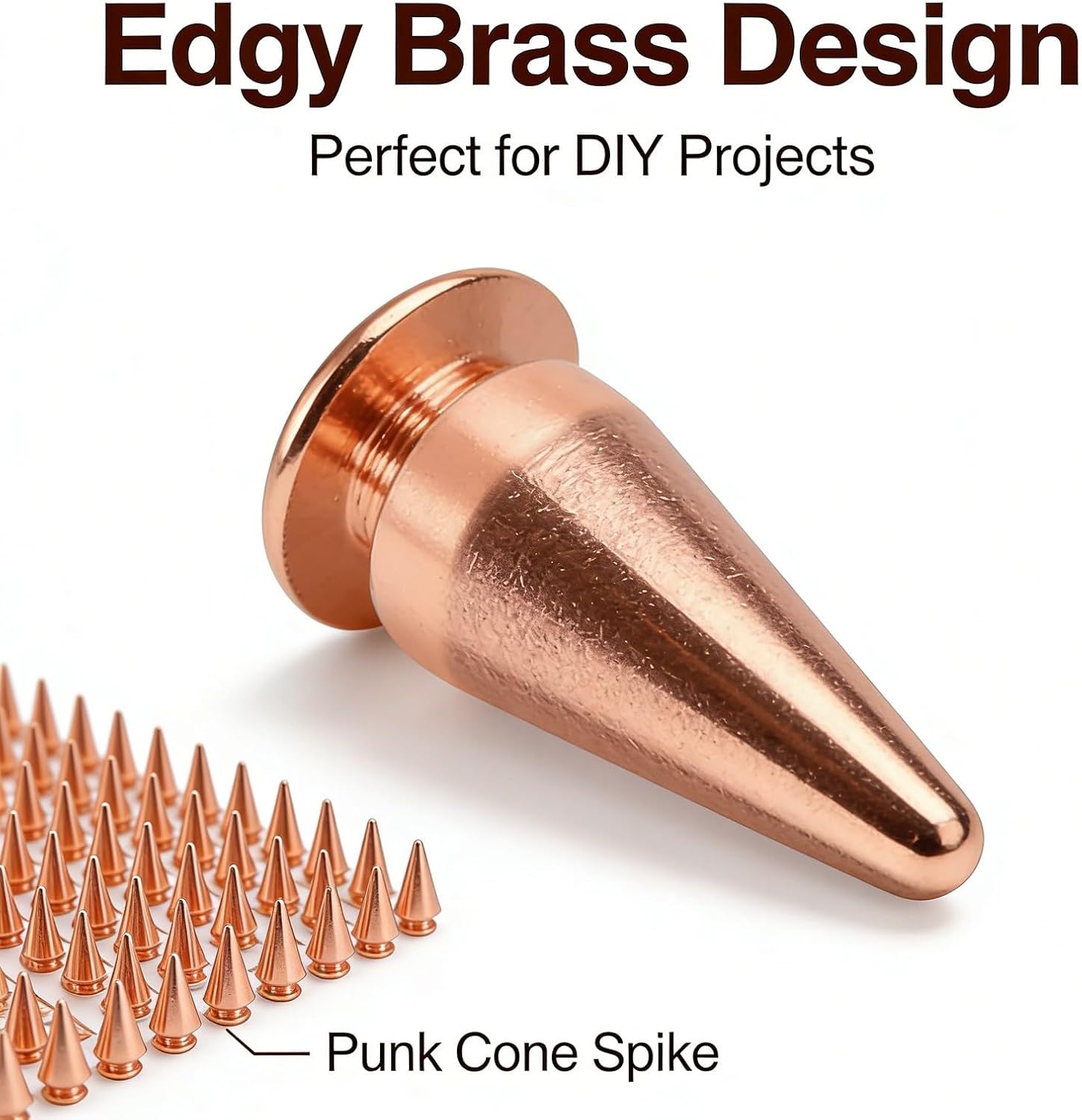 Metal Cone Spikes Studs, 10x26mm, Rose Gold, 100 Sets - Durable Metal Plating, Classic Punk Style, DIY Clothing Decoration (Spikes)