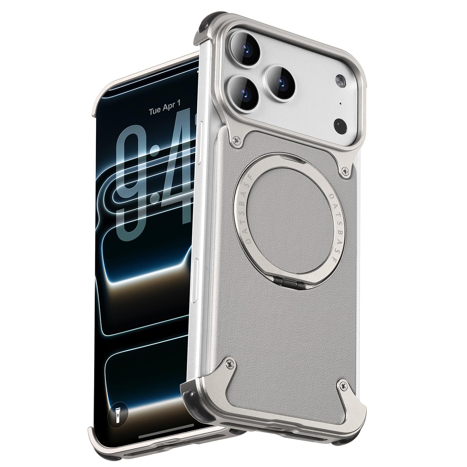 Amazon.com: OATSBASF Metal Frameless Genuine Leather Case for