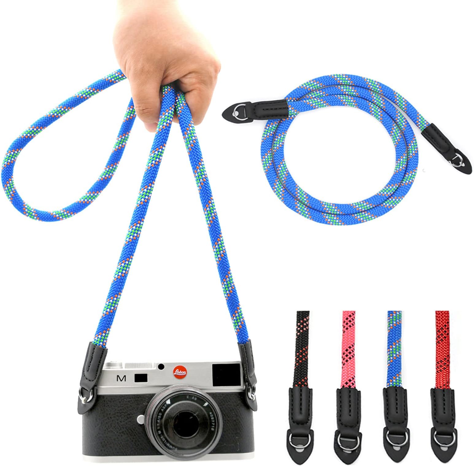 Camera Strap Vintage 100cm Nylon Climbing Rope Camera Neck Shoulder Strap for Micro Single and DSLR Camera(Blue)