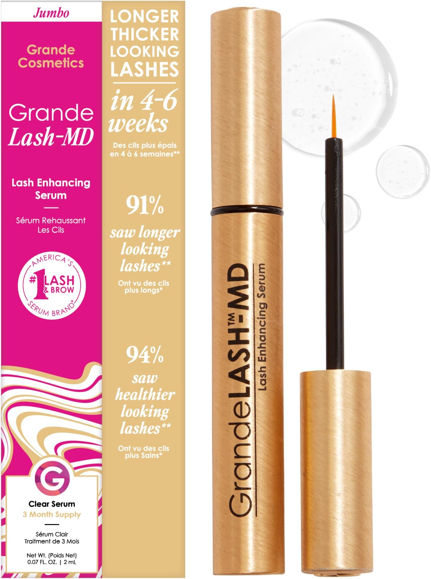 Grande Cosmetics GrandeLASH-MD Lash Enhancing Serum,4 ml - 6 Month Supply