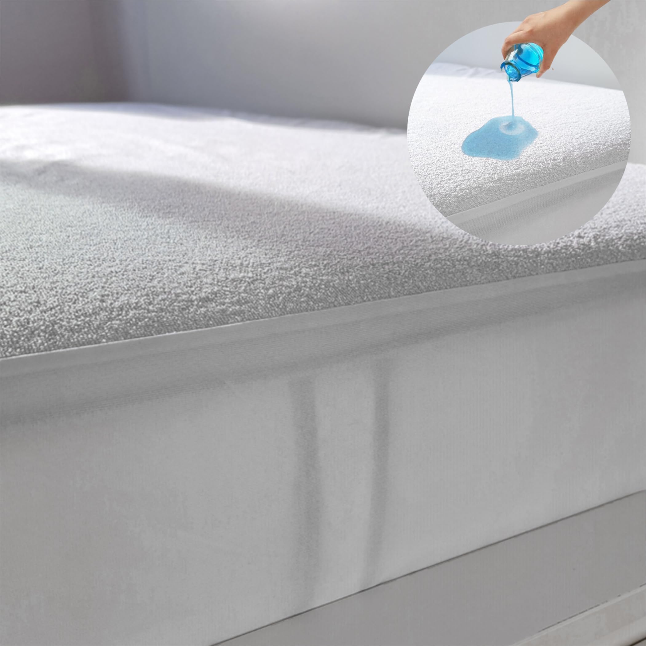 FOCARIS Home Protector de colchón Impermeable y Ajustable Funda Cubre colchon Cama 180x200 cm Grosor 30cm antibacterias/antiácaros Protector 180 colchón 180x200 Packaging presentación Regalo