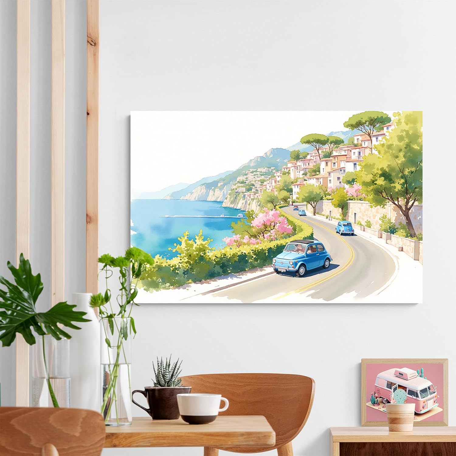 Retro Italian Coastal Wall Art Amalfi Coast Lemon Garden Canvas Posters Vintage Mediterranean Travel Inspired Decor Colorful Landscape Painting For Kitchen Living Room