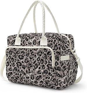 Grey Leopard Quilted Lunch Box for Women Insulated Womens Lunch Bag for Work Lightweight Food Container Tote with Bottle Holder Bolsa Para Lonchera De Mujer