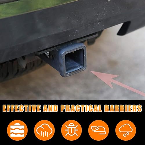 Miniatura 5 de Cubierta de enganche de remolque de automóvil, cubierta de enganche de 2 pulgadas, inserto de enchufe de tubo receptor de goma, cubiertas de