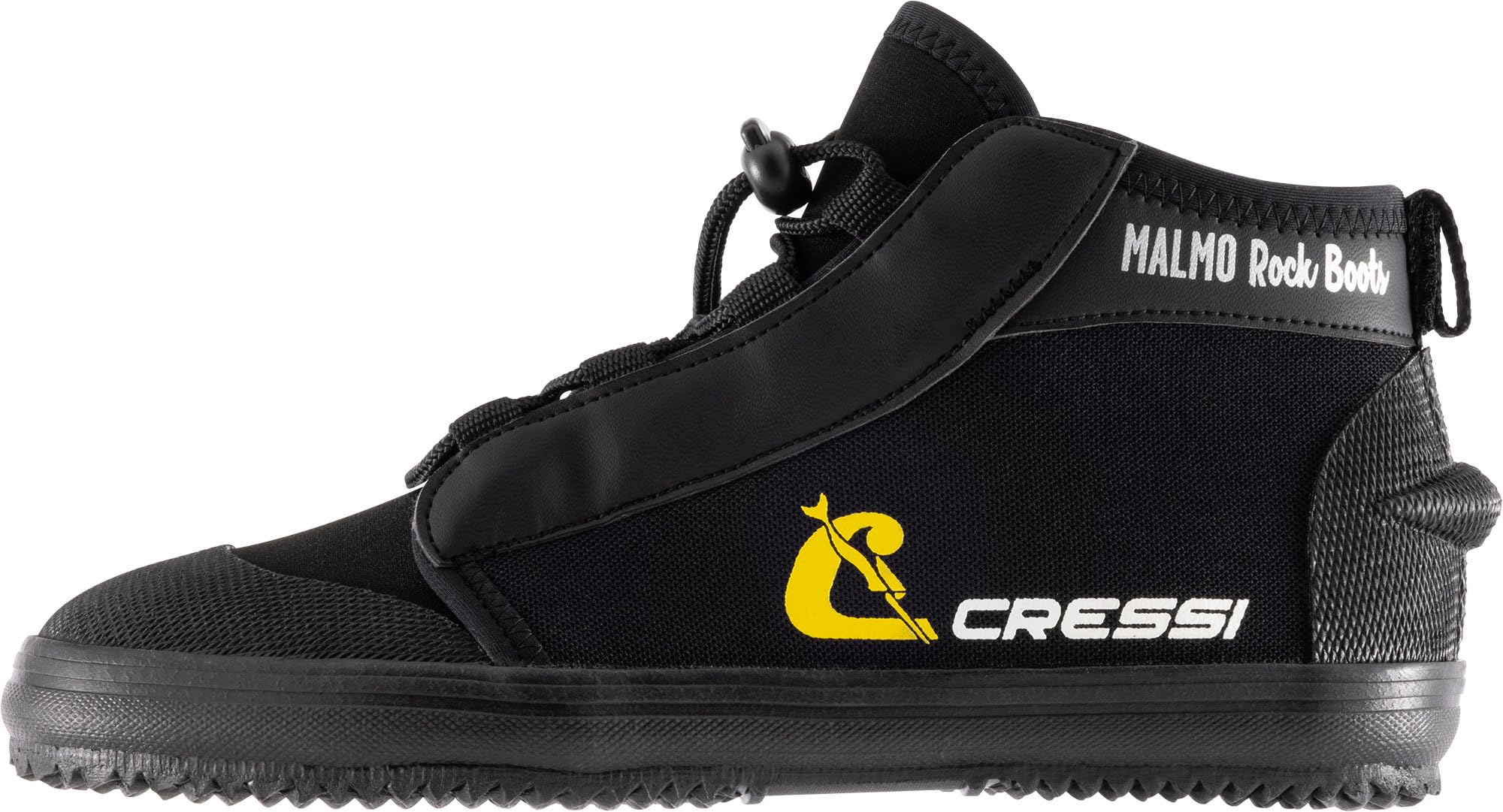 CRESSI Malmo Rock Boots 3mm - Scarponcini Unisex in Neoprene Nero 3mm con Suola Rigida Total Grip Massima Protezione per Immersioni e attività Acquatiche Varie