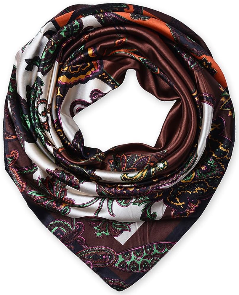 corciova 35 x 35 Satin Square Scarf for Women, Silk-Feel Hair Wrap, Large Bandana, Neck Wrap, Headscarf & Fashion Accessory