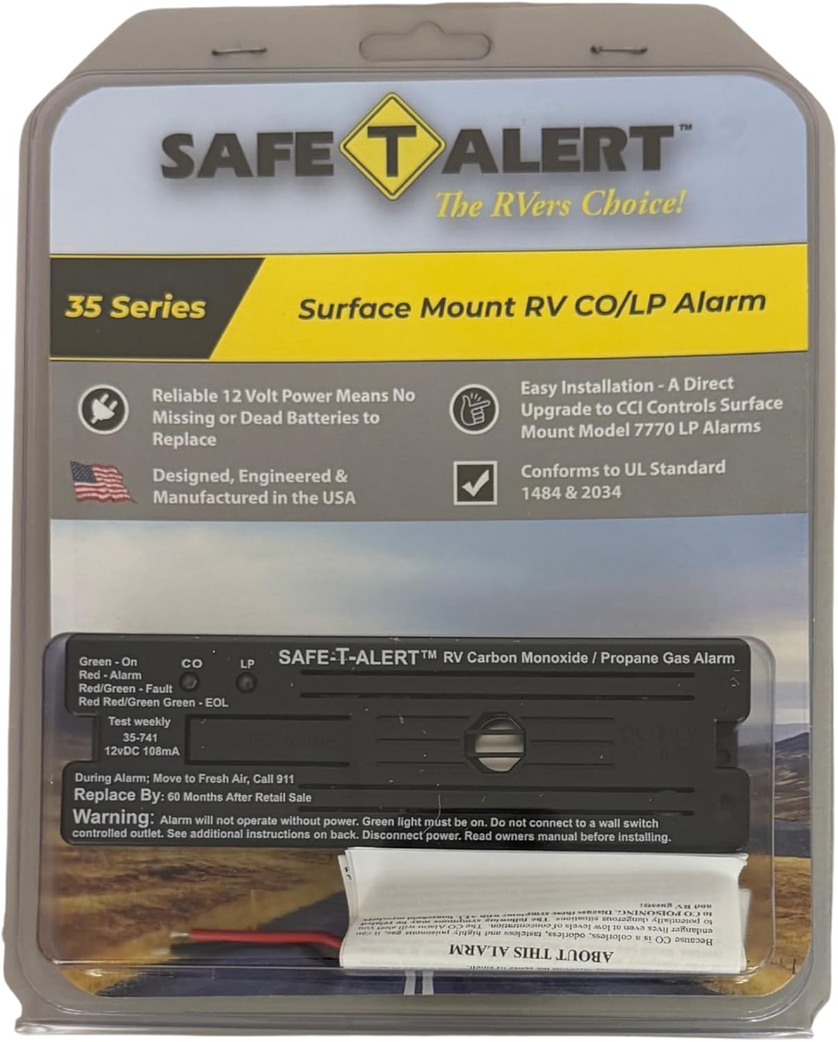 Safe T Alert 35 Series Dual LP/CO Alarm - Propane and Carbon Monoxide Alarm - Surface Mount, Black - 35-741-BL