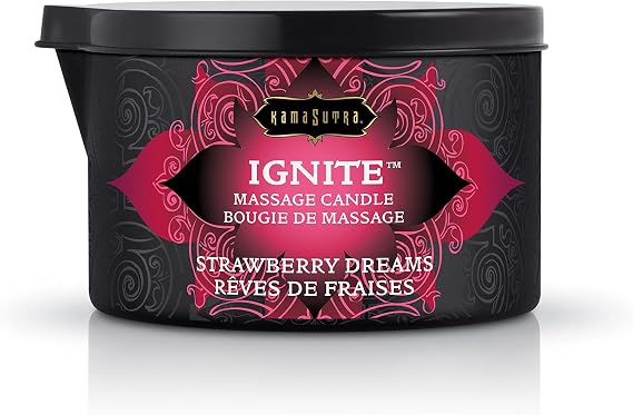 Massage Oil and Massage Candle Strawberry Dreams- Date Night Couples Wax Play, Date Night Couples Wax Play, Natural Carrier Oils - Sensual Massage for Couples