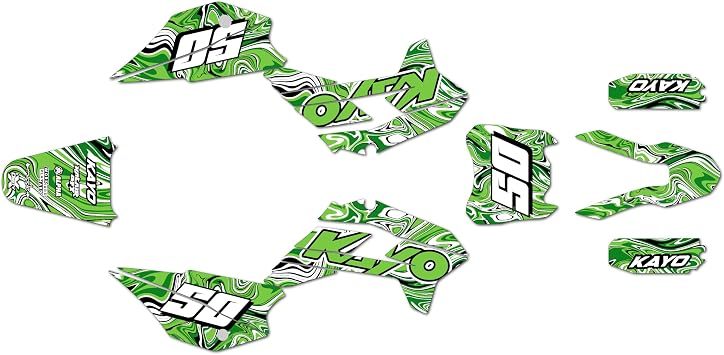 Graphics Kit for Kayo Pit Bike TT 125 and TT 140 2021+ Snagged Series Green 09 Mil - Dirt bike Custom Racing Graphics Decals Stickers Kit, no-plastics