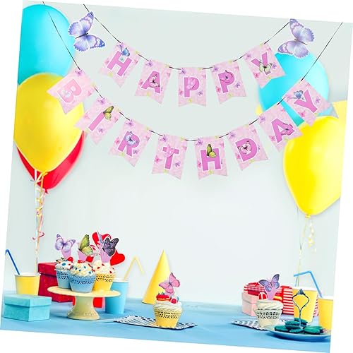 Miniatura 6 de ibasenice 2 juegos de decoración de fiesta de cumpleaños, banderines de mariposas, suministros de fiesta de cumpleaños, cosas de habitación,