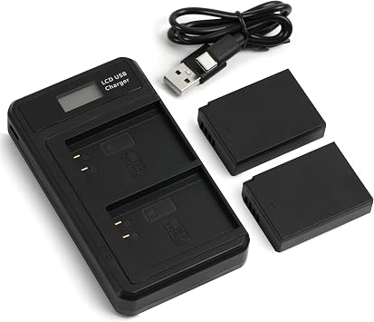 LP-E10 Battery 2-Pack with USB-C Dual Charger, 1500mAh Replacement Batteries for Canon EOS Rebel T7 T6 T5 T3 T100, Kiss X50 X70 X80 X90, EOS 1100D 1200D 1300D 1500D 2000D 3000D 4000D Cameras