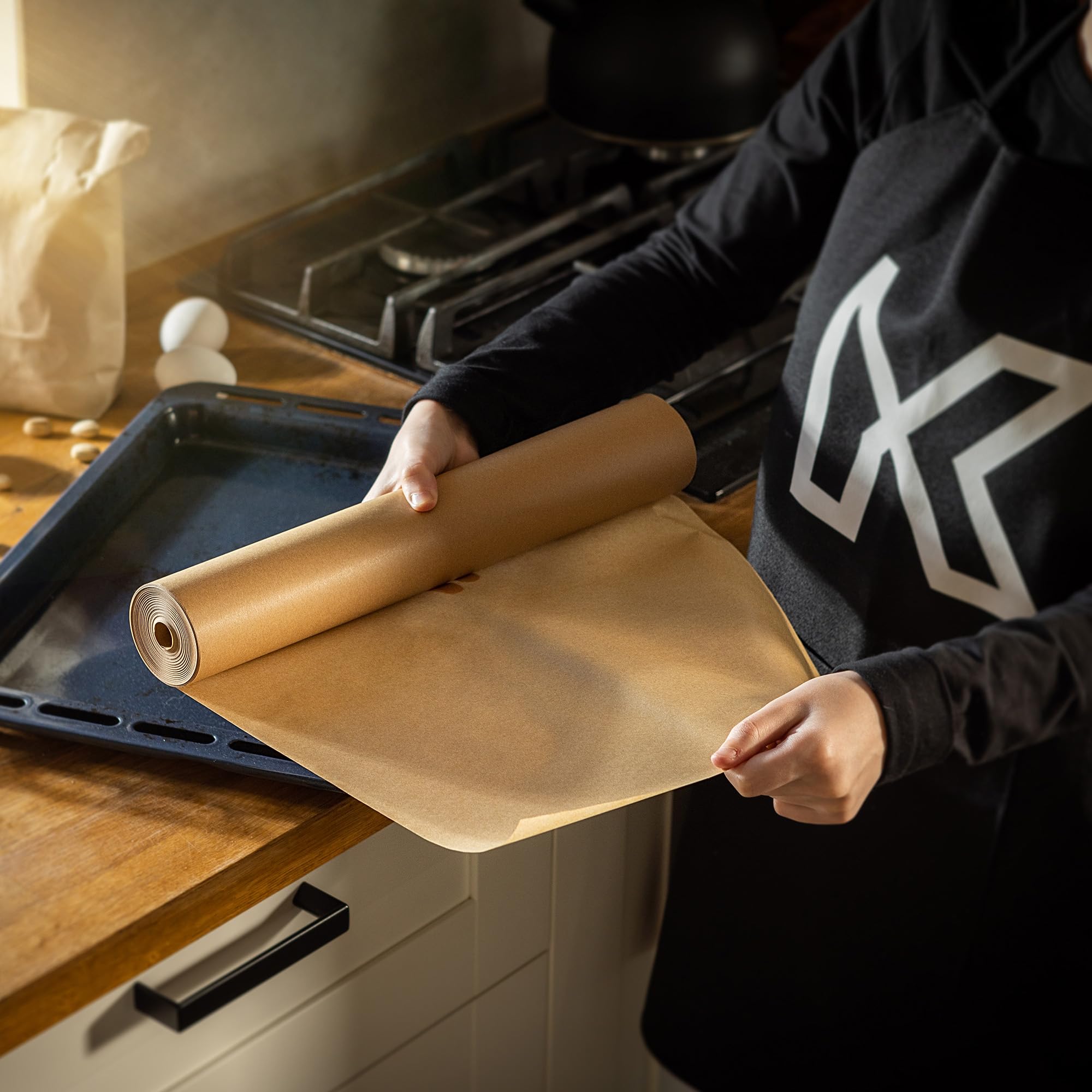 KADAX 5 x Backpapier auf Rolle, 38 cm x 50 m, Pergamentpapier mit beidseitiger Silikonbeschichtung, antihaft & hitzebeständig, Papier zum Backen, Backzubehör