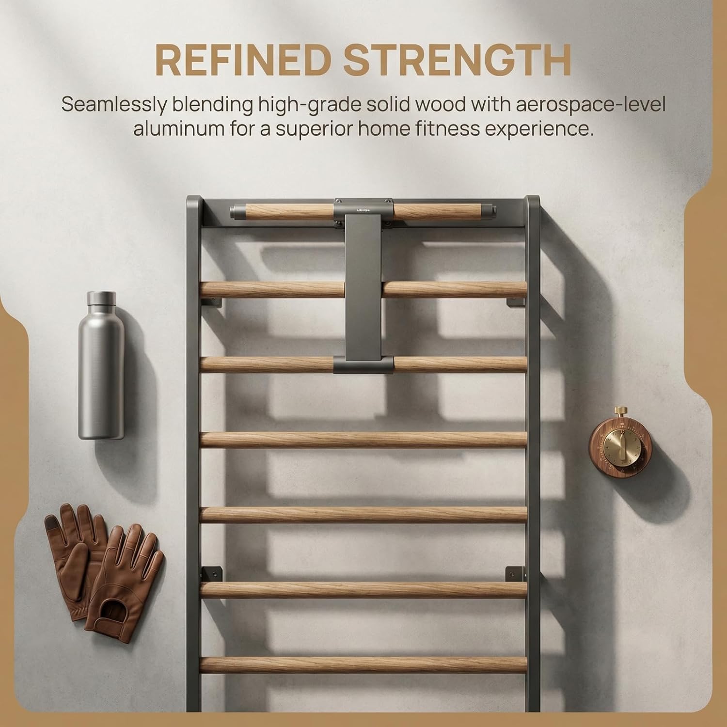 Wooden Wall Mounted Stall Bar – Swedish Ladder for Home Gym, Physical Therapy, Posture Stretching, Rehabilitation Training, Strength Training, Full Body Workout Equipment for Adults, Black