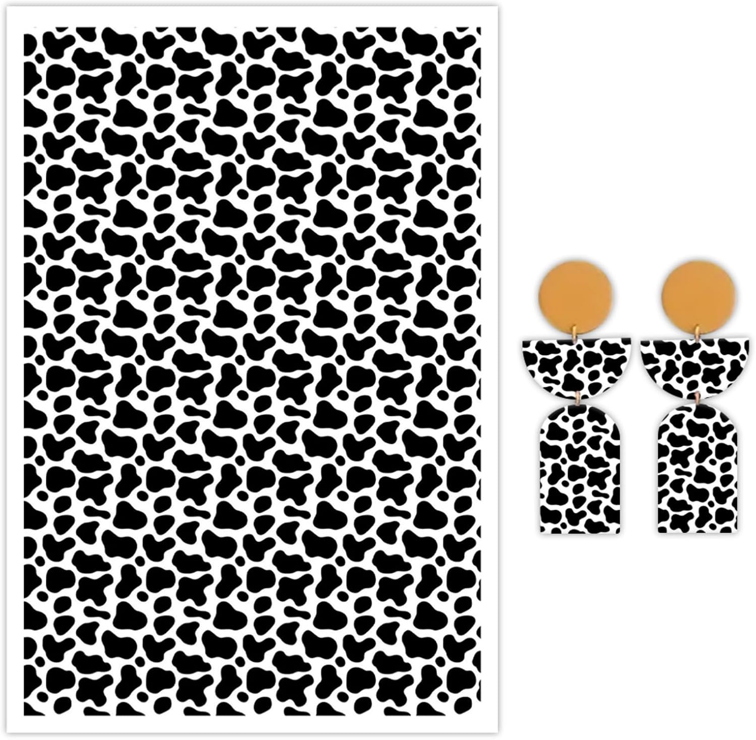Briartw 10 Sheets Polymer Clay Transfer Paper - Per Sheet 5.82 x 3.93 inch Water-Soluble Transfer Sheets for DIY Clay Jewelry Making Disposable Stickers -Black and White Leopard Print