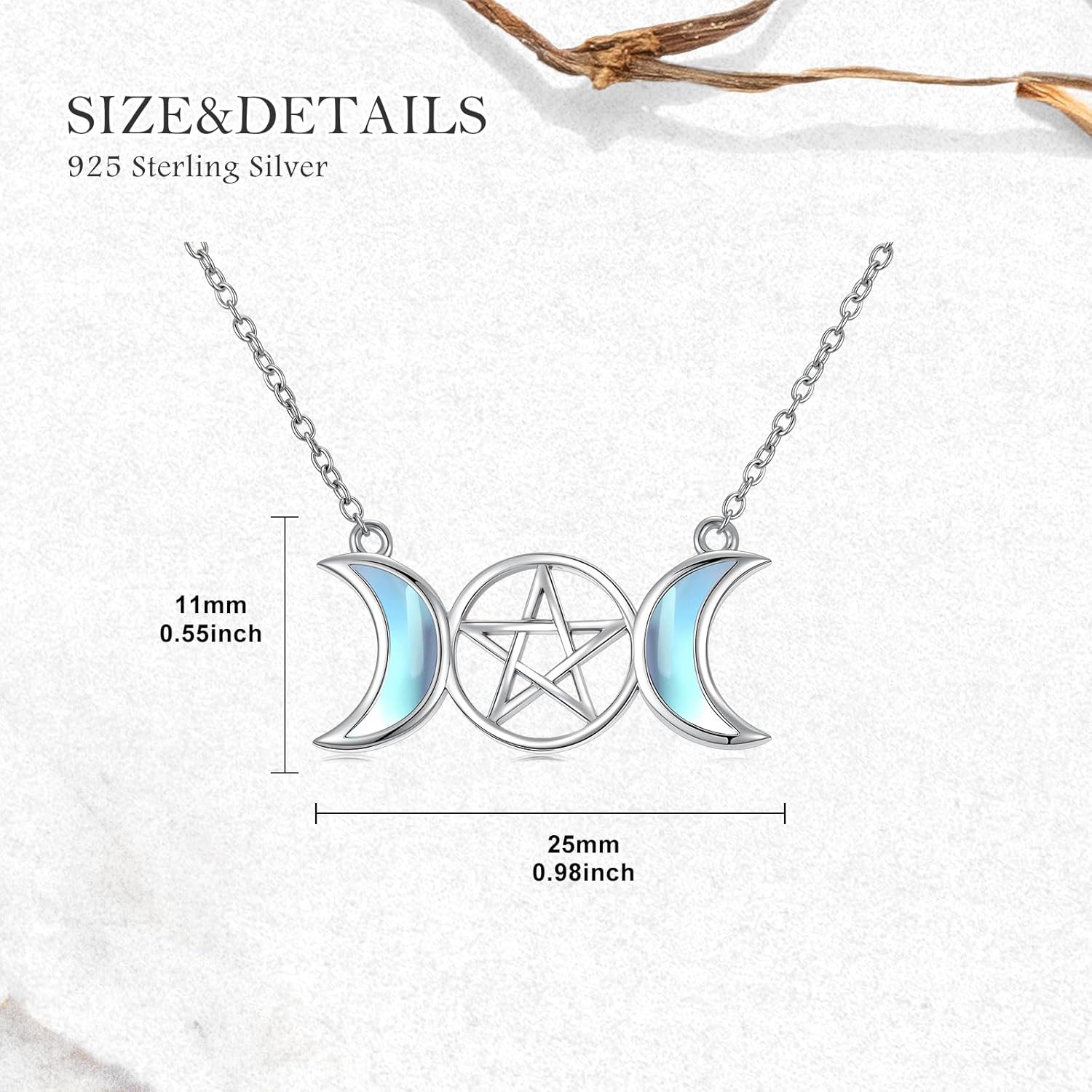 LONAGO Triple Moon Necklace 925 Steriling Silver Goddess Amulet Pendant Jewelry Gift for Women - Image 4