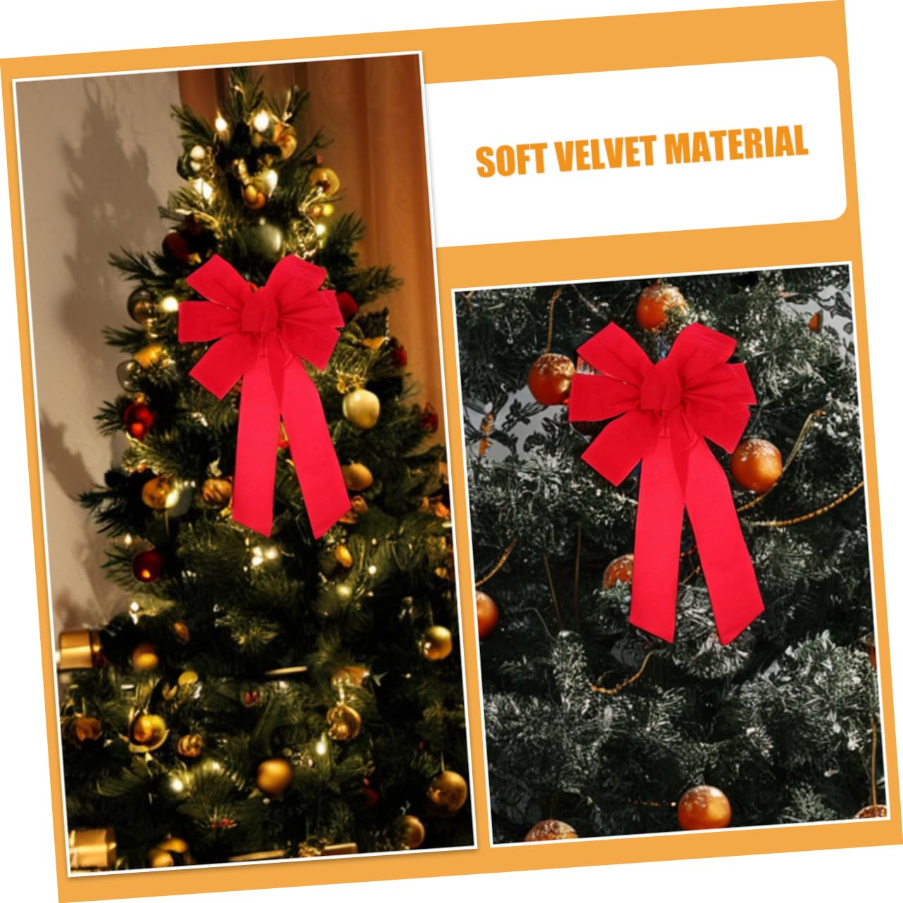 ULTECHNOVO 10pezzi Fiocchi di Velluto Rosso Grande Decorativo Fiocchi per Albero di Natale Velluto Natalizi