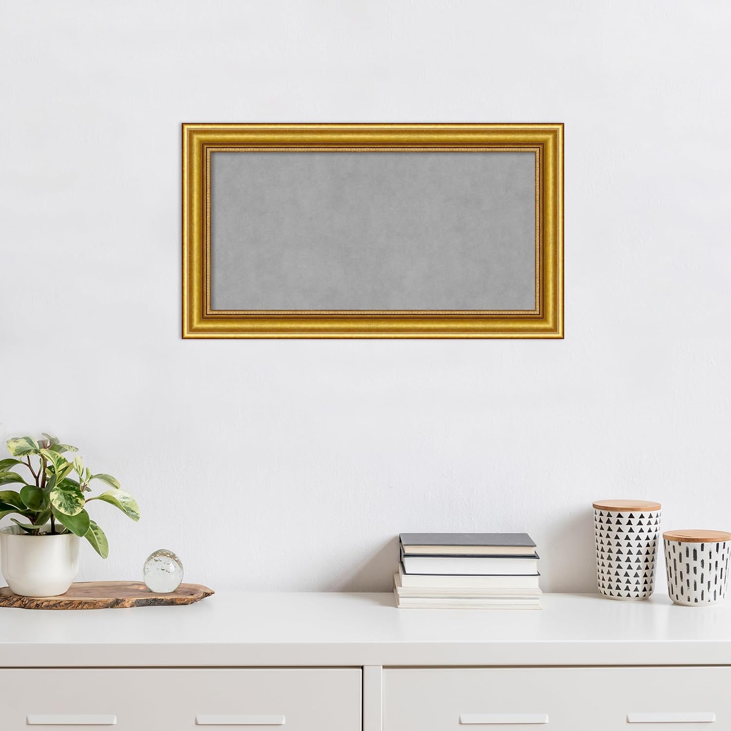 Amanti Art Gold Framed Magnetic Board 16x28 Small Vision Board for use with Magnets, 100% Metal Sheet to Display Items as Office Decor or for Home Organization in mudroom, Kitchen or Kids Room