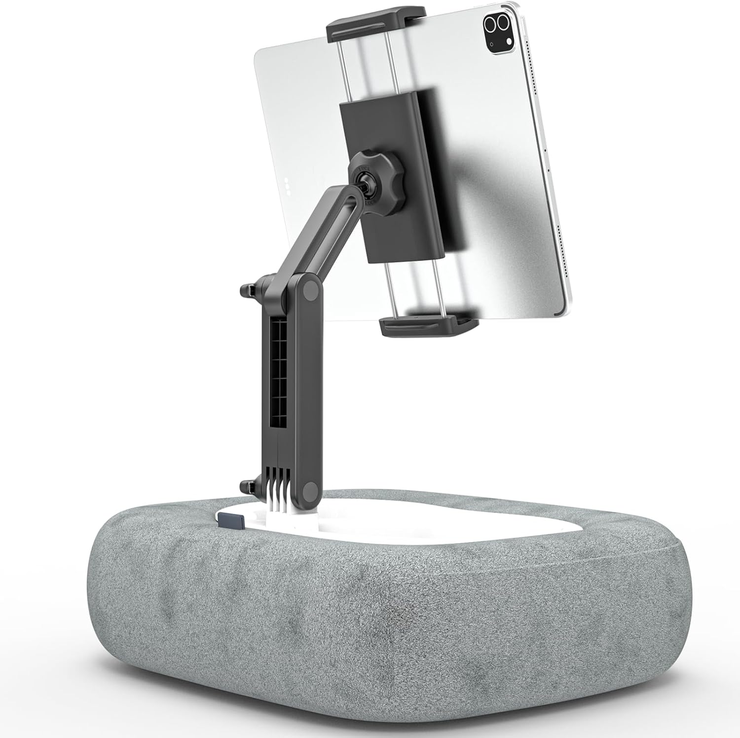 Charchendo Tablet Pillow Stand Soft Plush Fabric With Adjustable Telescopic Arm, 360° Adjustable iPad Stand for Bed, Sofa, Detachable Bowl, Fit for 4"-12.9" Kindle, iPad, Phone/Tablet, Google, Samsung