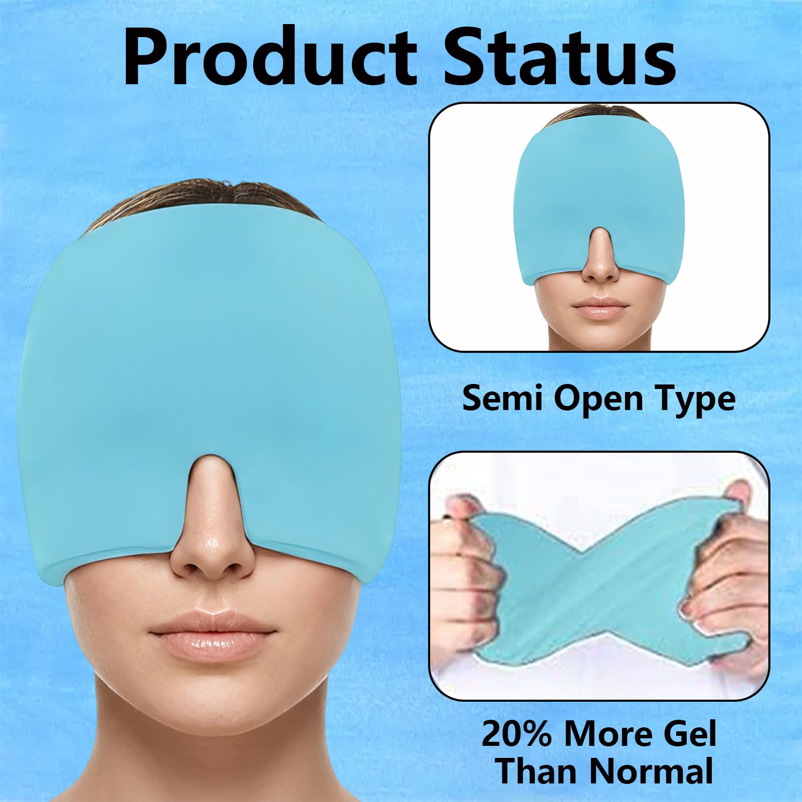 Migraine Relief Cap For Women, Migraine Cap, Migraine Relief Cap, Lightweight Cooling Eye Mask For Eye Fatigue Relief, Wearable Cold Compress For Eyes And Headache Relief Cap For Adults — Amazon image 3
