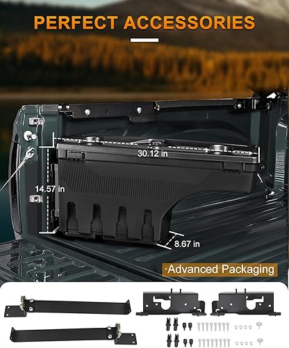 Miniatura 5 de ROADFAR Caja de almacenamiento para caja de camioneta con contraseña para Dodge Ram 1500 2500 3500 2002-2010, para Ram 1500 2500 3500 2011-2018