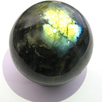 CRYSTALMIRACLE 181g Labradorite 48mm Sphere Crystal Healing Home Office Gift Reiki Feng Shui Positive Energy Metaphysical Gemstone Health Wealth Meditation Wellness Peace Spiritual Aura Ball Size
