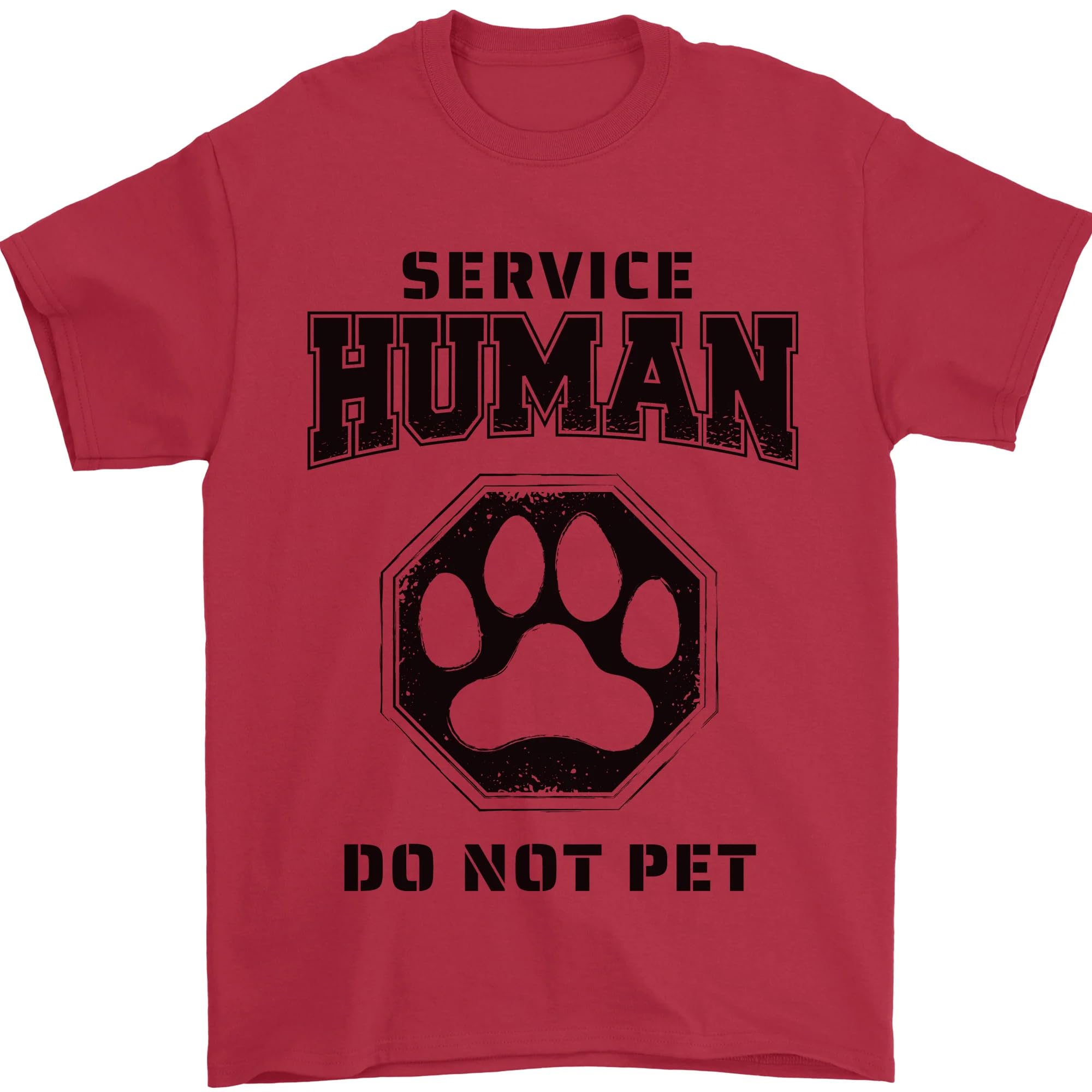 Funny Dog Service Human Do Not Pet Mens T-Shirt 100% Cotton Red M