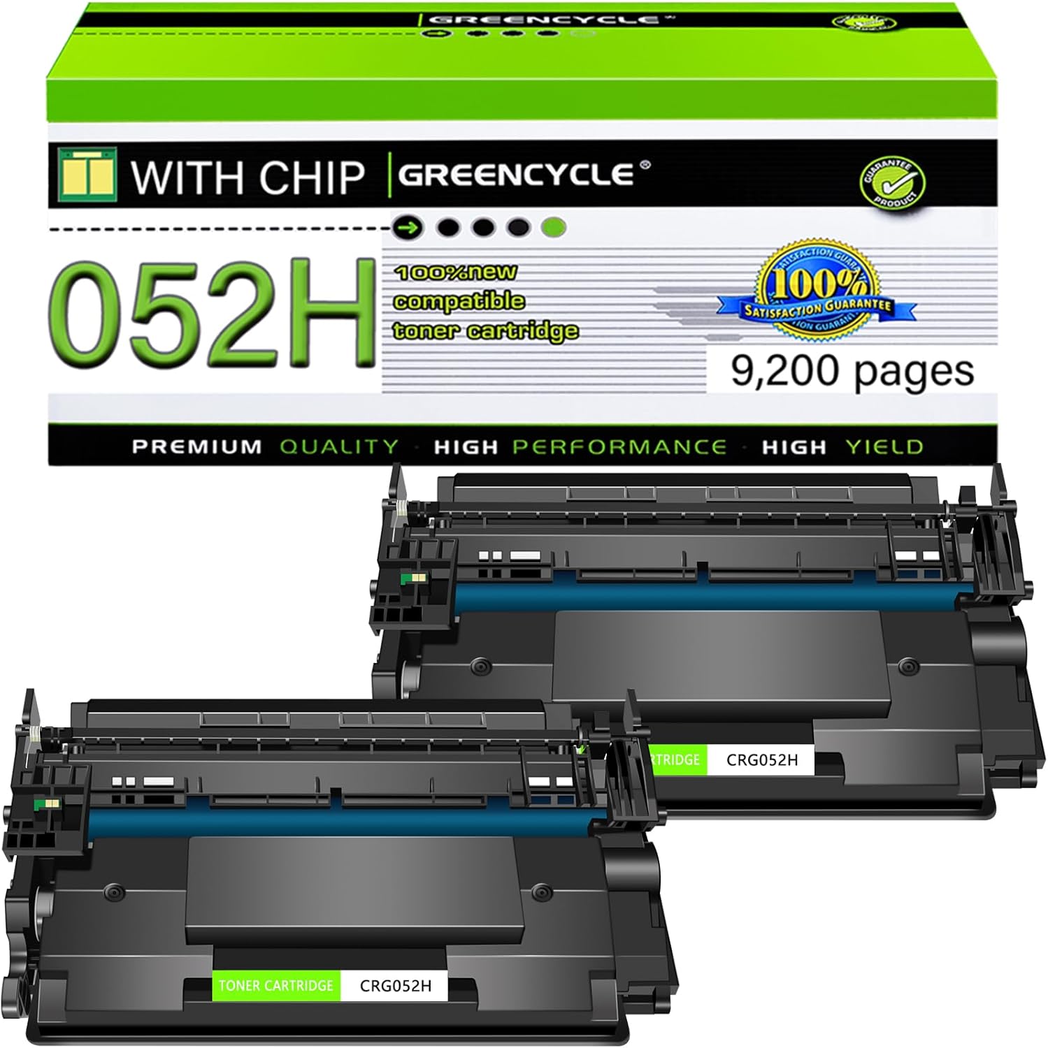 greencycle 052H Compatible Black Toner Cartridge Replacement for Canon 052H CRG-052H 2200C001 High Yield for ImageCLASS MF426dw MF424dw MF429dw LBP214dw LBP215dw i-SENSYS LBP212dw Printer 2-Pack