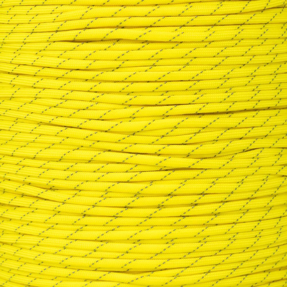 PARACORD PLANET 100 Feet Reflective Paracord Made of 100% Nylon With 7 Inner-core Strands Reflective Neon Yellow