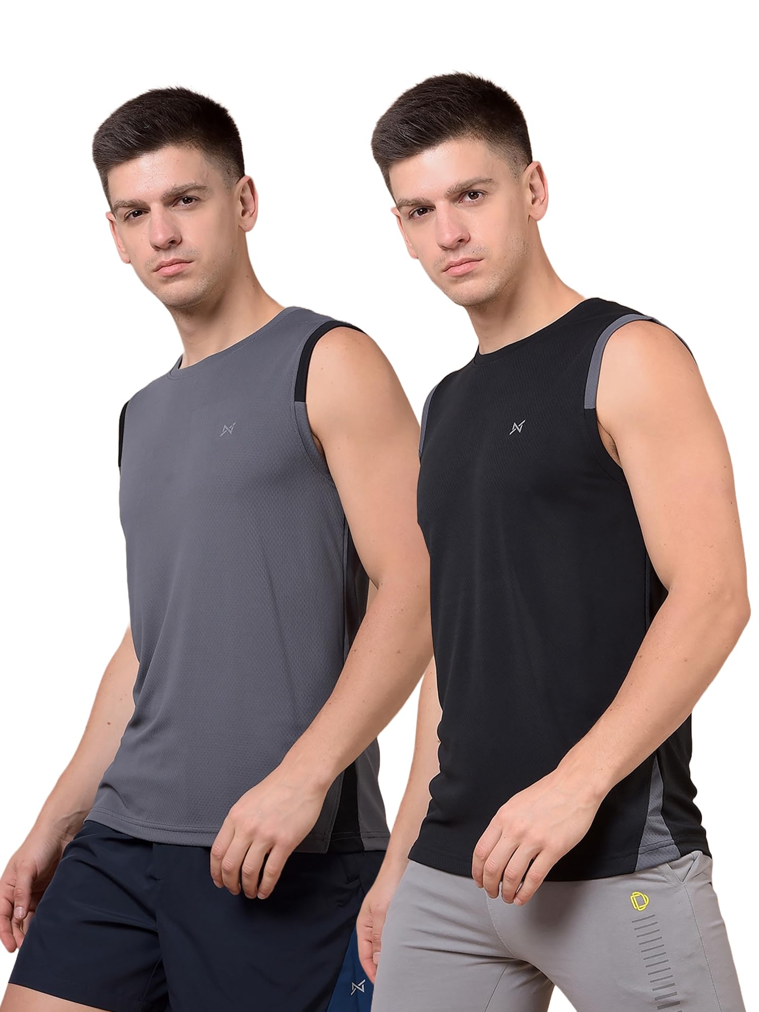 force nxt Anti Viral Anti Odour Cool Mens Muscle T-Shirt | Stylish Sleeveless Sportswear, Breathable Solid Muscle Tee | Sleeveless T-Shirt for Gym, Running, Workout, and Daily Casual Wear | Pack of 2-picture-23