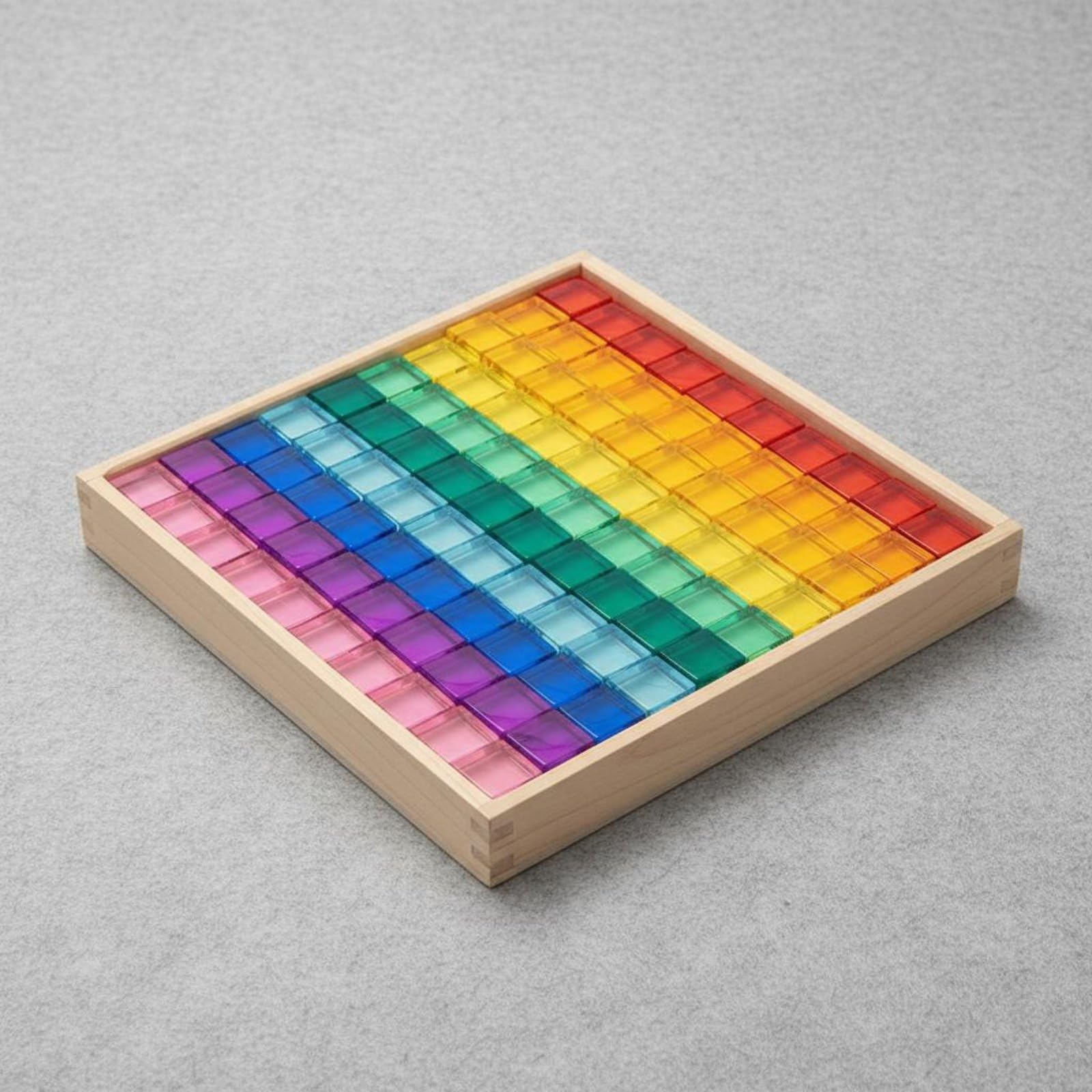 kowaku Acrylic Elementi Costruzione Blocchi Trasparenti Cubi Educativi Giocattolo Sensoriale Stimolazione Visiva Adatto a Bambini attività Didattica Casa, Macaron, Cubi 100PCS
