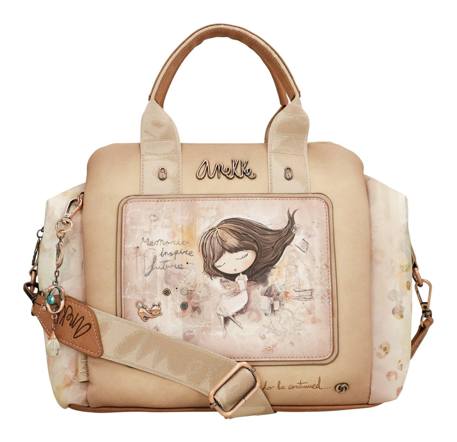 Anekke Bolso Bowling con Bandolera Memories - Gran Capacidad y Material Flexible | Bolsillos Exteriores e Interiores | Medidas: 31x24x16 cm