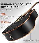 Vangoa 41" Ensemble de guitare acoustique pour adultes Débutants Adolescents Dreadnought Full Size Cutaway Guitarra Acústica Kit avec Gig Bag, Tuner, Chaînes d'acier, Capo, Strap, Noir