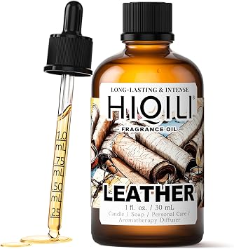 HIQILI Leather Oil, Essential Oils for Car Diffuser, Mens Leather Scent for Candle and Soap Making, Long-Lasting Fragrance - 1 Fl Oz