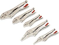Crescent 5-Piece Curved & Long Nose Locking Pliers Set CLP5SETN-08 - Durable Vise Grips with Wire Cutter