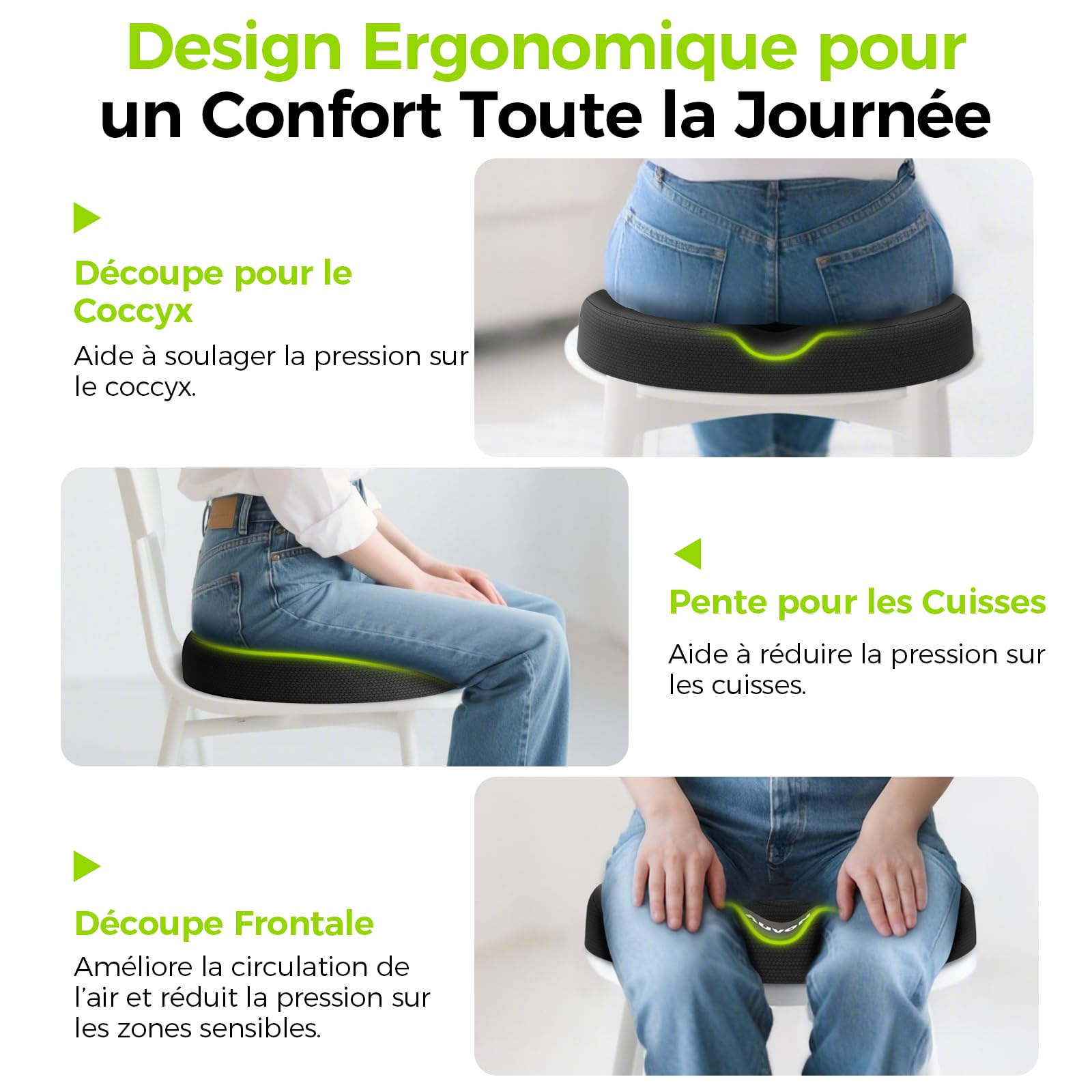 AUVON Coussin Coccyx Ergonomique pour Hémorroïdes et Anti-Douleur Dos