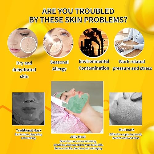 Miniatura 7 de Máscara de gelatina, cuidado de la piel facial, juego de máscaras de gelatina de biotina brillante "despegar", máscara de gelatina para tratamientos