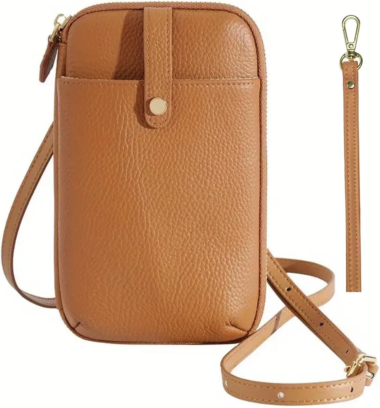Genuine Cowhide Leather Small Crossbody Bags for Women, Smart Design Phone Bag Wristlet Wallet With Card Slots & 2 Straps