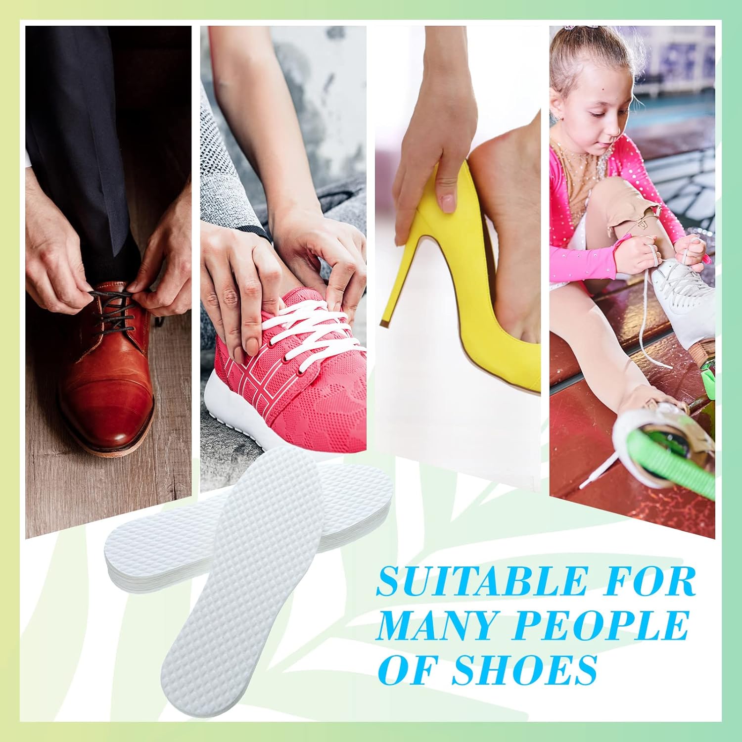 Janmercy 100 Pairs Disposable Shoe Liners Breathable Thin Insoles Replaceable Sweat Absorbing Shoe Inserts Barefoot Odor Eaters Insoles for Women Men Hiking Boot Sneaker Running - Image 7