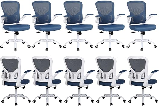 Flysky Mesh Home Office Desk Chairs for Conference Room Blue, Set of 10