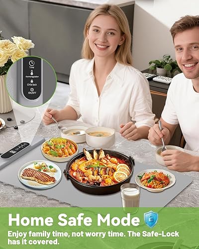 Miniatura 4 de Bandeja eléctrica para calentar alimentos: almohadilla térmica de silicona YTLAD con 6 niveles de temperatura ajustable y temporizador de 5 horas y