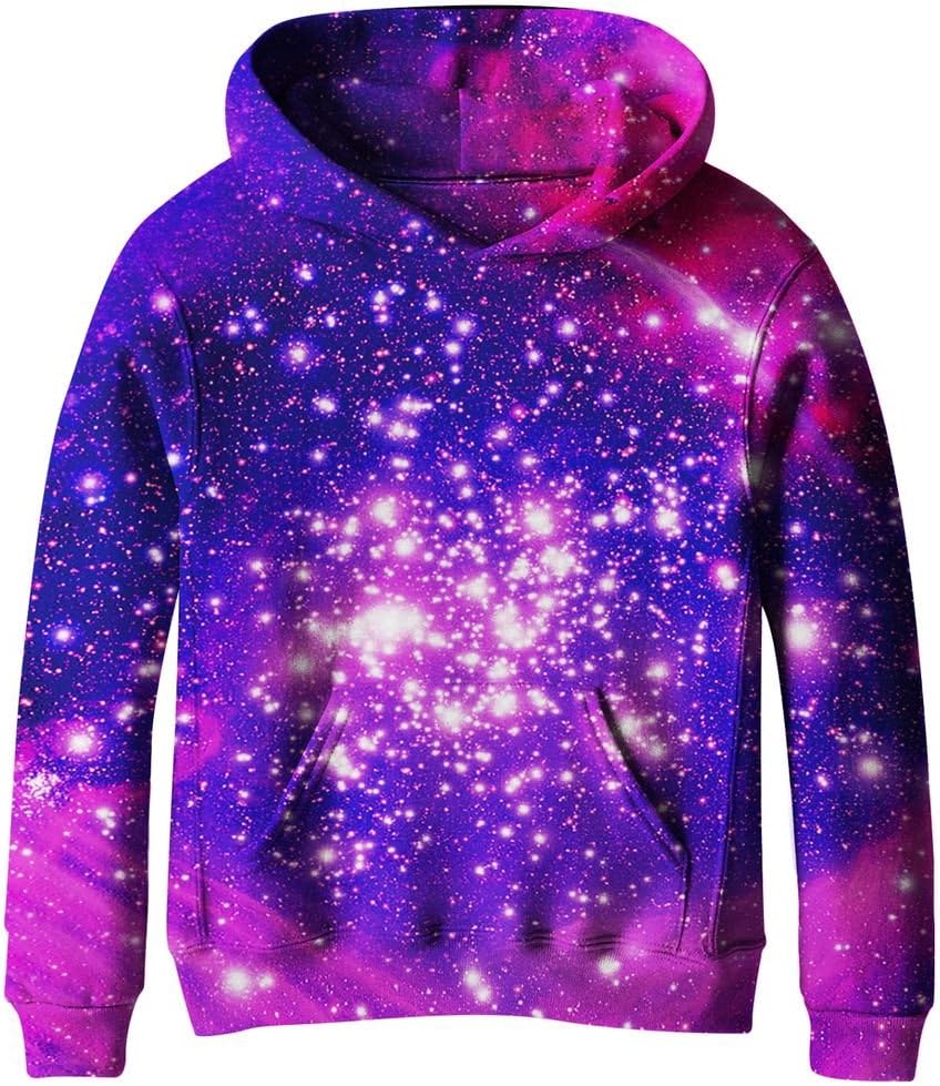 SAYM Big Girls Galaxy Fleece Pockets Sweatshirts Jacket Pullover Hoodies